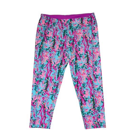 Lilly Pulitzer Luxletic Sea to Shining Sea Starfish Cropped Leggings Pockets XXL